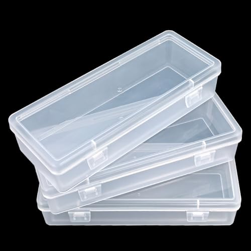 Image of Goodma 8 Pieces Rectangular Empty Mini Clear Plastic Organizer Box | 6.5 x 2.56 x 1.38 Inch, Hinged Lids, For Small Items, Craft Projects