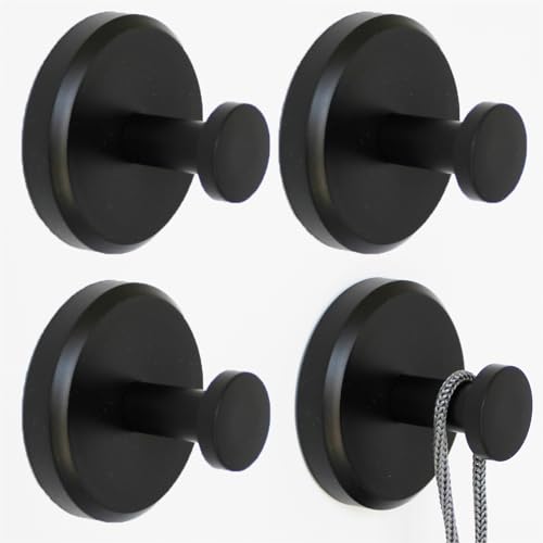 Poywaze キッチン 強力 浴室用フック 壁を傷つけず 吸盤 フック ブラック 耐荷重3kg ネジ不要 繰り返し使用可能 4個セット