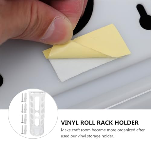 Atelier encombré ? Fixez ce support rouleaux vinyle mural adhésif blanc à 14 trous - 7