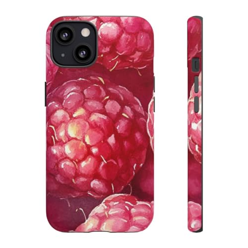 Coque rigide mate Aquarelle Framboises pour iPhone 13 Rose protection elegante