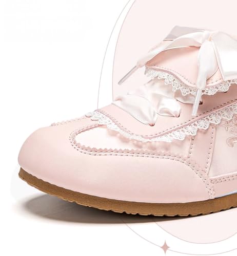 Cute Ballet Ribbon Aesthetic Shoes Low Top Lace up Walking Sneakers for Women, Platform Trainers - Comfort Meets Sweet Elegance2