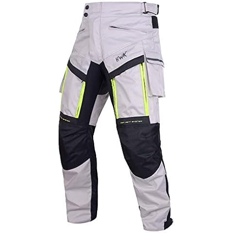HWK Waterproof Motorcycle Cargo Pants, Versatile Motorcycle Riding Pants with CE Armor & Many Pockets, Machine Washable, Polyester Hi Vis Pants, Durable Riding Pants for Men, Waist 34"-36", Inseam 34" Cover
