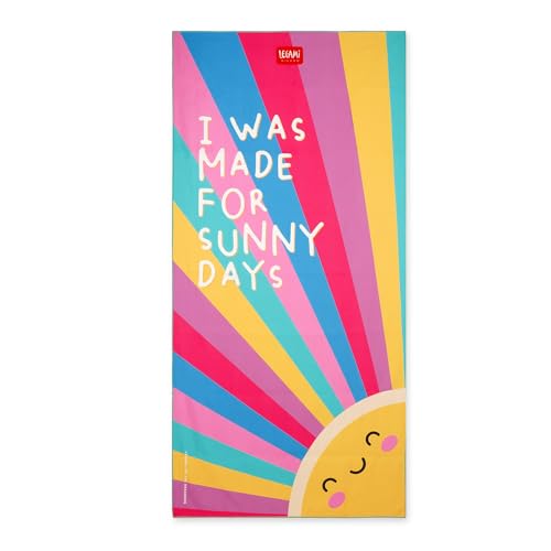 Legami - Serviette de Plage en Microfibre, Anti-Sable, séchage Rapide, Ultra absorbante, Serviette de Plage compacte, Serviette de Plage, 85 x 180 cm, Sun