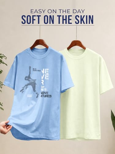 Image of Nobero 100% Cotton Tshirts for Women Combo Pack of 3 | Regular Fit | Printed | Round Neck Half Sleeve