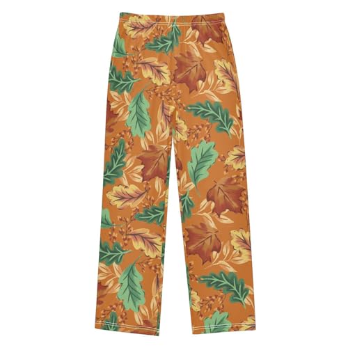 Maple Leaves in Fall Boys Long Pants Soft Trousers Elastic Waist Kids Lounge Bottoms with Pockets S-XL