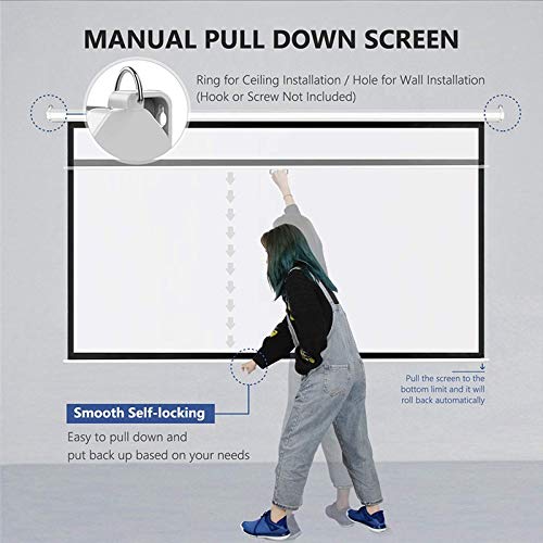 Pantalla de proyección manual 84 pulgadas 4:3 retráctil miniatura 5