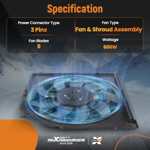 Image of maXpeedingrods Radiator Cooling Fan Assembly 600W for BMW X3 2004-2010, 2.5L 3.0L Replace# 17113442089 17113415181