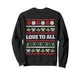 negozi pull love torino Joli pull de Noël moche avec des éléments de Noël et la citation « Love to all » dans un beau look brodé.