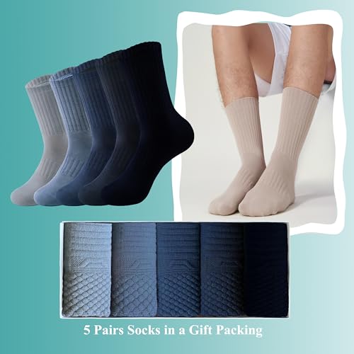MAGIARTE Mens Athletic Compression Cotton Crew Socks Non Slip Design Multi Sports Socks for Men 5 Pairs3