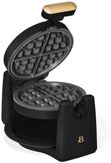 B'eautiful Drew Barrymore by Rotating Belgian Waffle Maker – Foldable-Handle Flip Waffle Maker with 7 Browning Levels and PFOA-Free Nonstick Coating (Black Sesame)