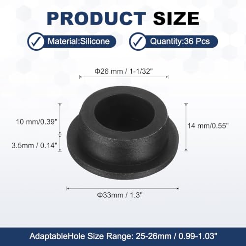 Image of MECCANIXITY 36pcs T-Shaped Silicone Plugs 26mm 1-1 /32 inchDia Snap in Plug