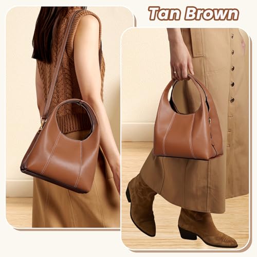 Image of Shoulder Bag for Women Soft Grained Leather Hobo Bags Trendy Handbag Purse Satchel Crossbody for Work, Travel