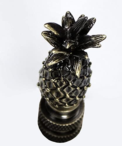 Image of Tall Pineapple Lamp Finial Antique Brass Metal 2.5 inchh