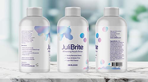JuliBrite Whitening Mundspülung | Weiße Zähne - Frischer Atem - Mit Kokosnussöl und Holzkohle - Alkoholfrei - Bio - Natürlich | 236ML – Bild 4