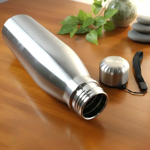 Image of Stainless Steel Water Bottle 1 Litre,single wall Water Bottle, Insulated Bottle for Office, Gym, Travel & School, Silver (SILVER, 1, litres)
