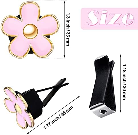 Frienda 6 Pcs Daisy Vent Clips for Car, 3/3.3 cm, Pink