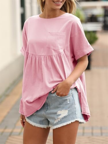 Image of Tankaneo Womens Summer Babydoll Tops Casual Loose Fit Peplum Oversized Tunic Shirts