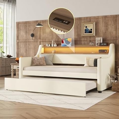 SOFTSEA Twin Upholstered Daybed with Trundle Cover