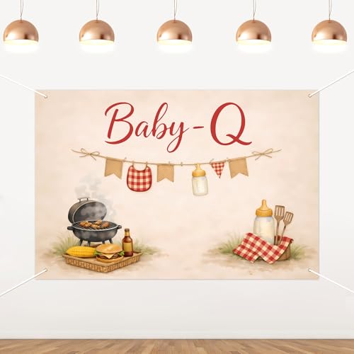 ZestZing Vintage BBQ Baby Shower Backdrop 5x3 ft