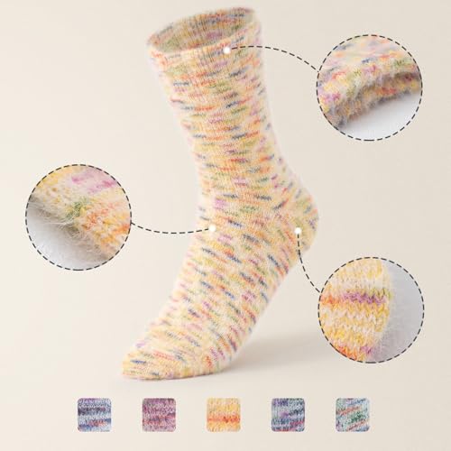 Image of SISOSOCK 5 Pairs Fuzzy Soft Cozy Comfortable Socks for Women, Casual Sleep Comfy Socks, Perfect Warm Winter Gifts for Women