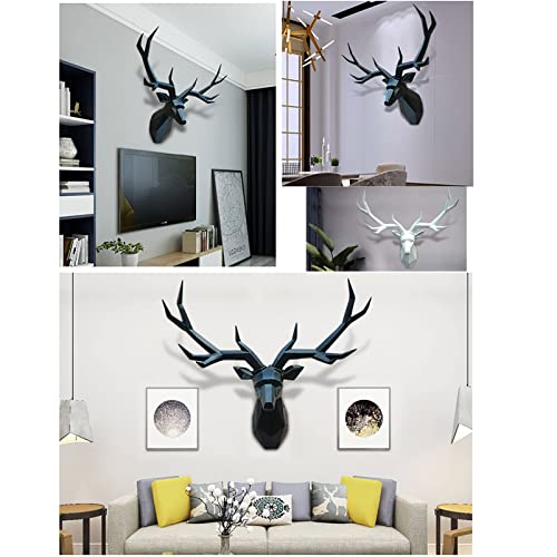 Ljhss Deer Head Wall Decor,Geometrial Deer Head Sculpture Home Decor,Faux Taxidermy Animal Head Wall Art,Deer Decorations For Home,(Black,White) #TOP3