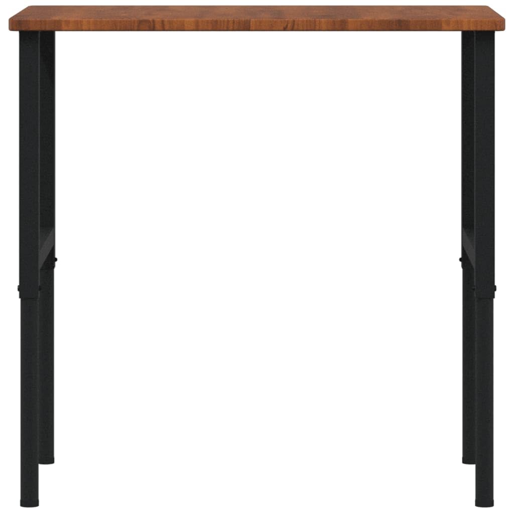 Banco de trabajo de roble macizo marrón oscuro 100 x 60 x (71,5 – 98) cm con patas ajustables en altura y estructura de metal robusta. Equipo de taller estable para aficionados al bricolaje con gran