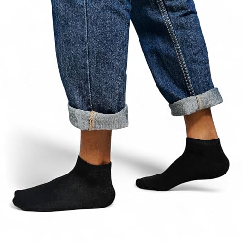 Image of Ankle Socks for Men & Women (Unisex) - Made with Soft, Breathable & Durable Cotton, Anti Odour, Multicoloured - Free Size - Pack of 5 - suitable for Sports, Gym and Daily use