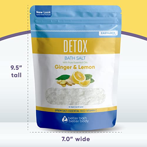 Detox Bath Salt 32 Ounces Epsom Salt With Natural Ginger And Lemon Essential Oils Plus Vitamin C In Bpa Free Pouch With Easy Press-Lock Seal #TOP5