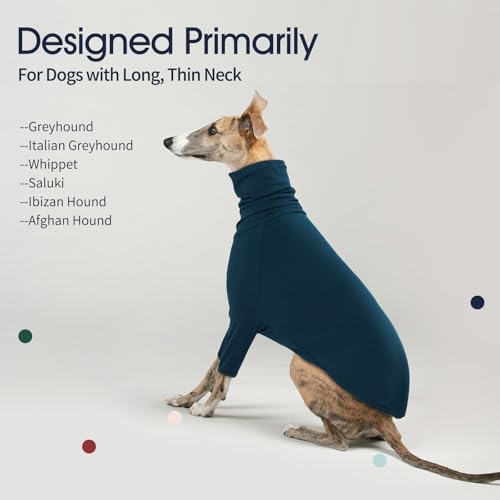 IECOii Windhundpullover,gemütlicher Overall für italienische Windhunde,Whippet-Pullover-Schlafanzug für Hunde,Rollkragen-Einteiler für Whippets,Windhund-T-Shirts mit Ärmeln,Blau,XS