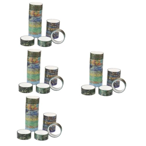 Rubans washi décoratifs pour scrapbooking et artisanat - Lot de 4 ensembles de 12 rouleaux adhésifs