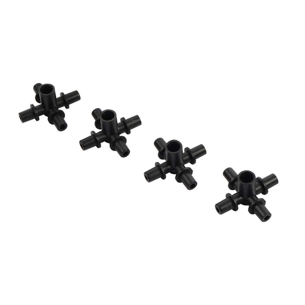 Adaptador de Conector de Manguera 100 Piezas Divisores de Manguera de Riego de Jardín Negro 6 Mm Boquillas de Rociador de Nebulización de Cuatro Vías Acoplamientos de Conexión Del Accesorios