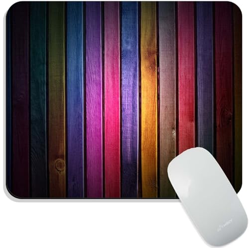 Image of Mouse Pad Colorful Wooden Textured, Premium-Textured Custom Mouse Mat Design, Washable Mousepad Lycra Cloth, Non-Slip Rubber Base Computer Mouse Pads for Wireless Mouse