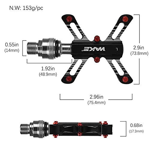 Cysky Bike Bicycle Pedals Quick Release Pedals Aluminum Non-Slip Ultralight 9/16 Inch For Mountain Bmx Mtb Bike Cycling Road Bike Pedals (1 Pair Black) #TOP2