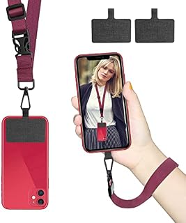 ROCONTRIP Phone Lanyard Patch Neck Strap Lanyard with Detachable Neckstrap Compatible with Most Smartphone for iPhone Google Pixel LG HTC Huawei (Stripe Red)