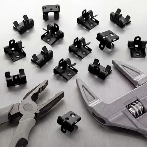 Image of Hicarer 50 Pcs Hammer on Flange Clip Bottom Mount 5 /16-1 /2 Inch Clamp Bulk with Hole Cable Clip for Flanges Spring Steel