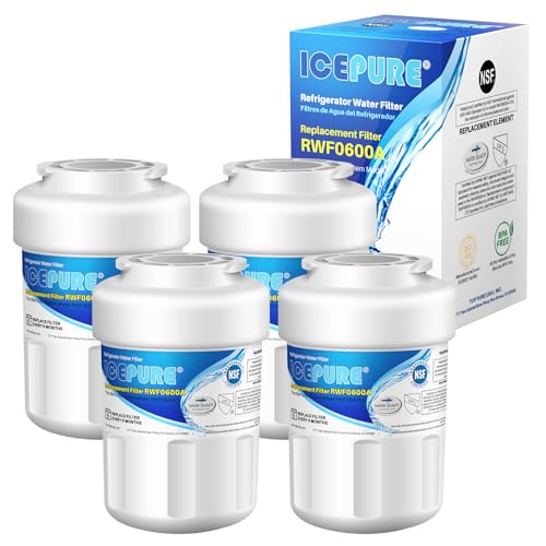 Image of ICEPURE RWF0600A Refrigerator Water Filter Replacement for GE MWF, 4PACK | Replacement for SmartWater MWFP, MWFINT, MWFA, HDX FMG-1, Kenmore 46-9991, PC75009, RWF1060, GSE25GSHECSS, 197D6321P006
