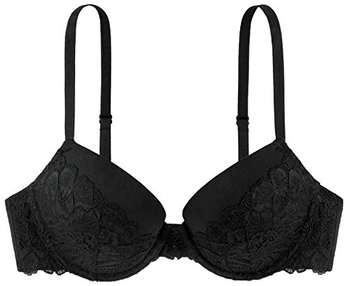 Dorina Claire Reggiseno Super Push-Up Demi, con Ferretto, Coppe Modellate, Micro Fibra Morbida e Dettagli in Pizzo Sensuale, Nero