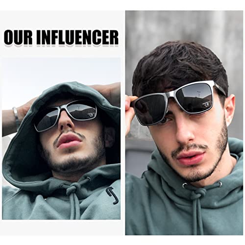 Image of DUCO Mens Sunglasses Polarized UV Protection Retro Rectangular Frame Sun Glasses for Driving Fishing 100% UV Blocking 3029H