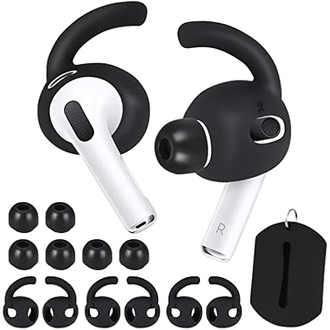 Ear Pads for AirPods Pro, Memory Foam Tips and Ear Hook Covers, Anti-Slip Replacement Earplugs, Noise Cancellation, Soft Earbuds Tips for AirPods Pro, Pairs (S/M/L, Black) Cover