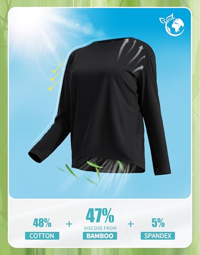 Pioneer Camp Bamboo Viscose Long Sleeve Workout Shirts for Women Back Loose Fit Yoga Athletic T-Shirts Casual Boat Neck Tops4
