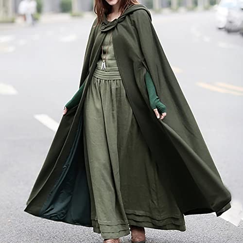 XUNRYAN Women's Wool Blend Capes Hooded Cloak Outwear Poncho Open Front Cardigan Autumn Winter Maxi Long Trench Coat2