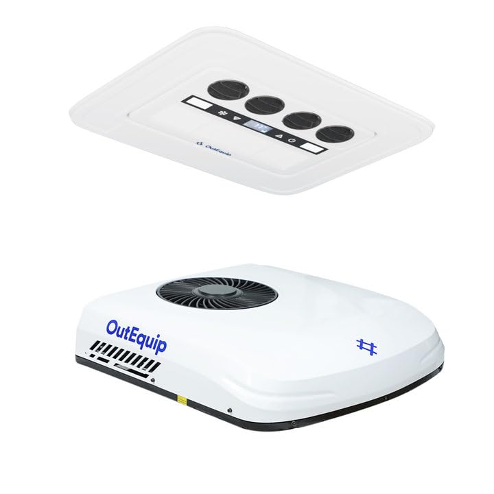 48V Air Conditioner, 11000 BTU Rooftop RV Air Conditioner with Heater, Low Profile Quiet AC Unit, DC Powered Air Conditioner for Van Camper Trailer