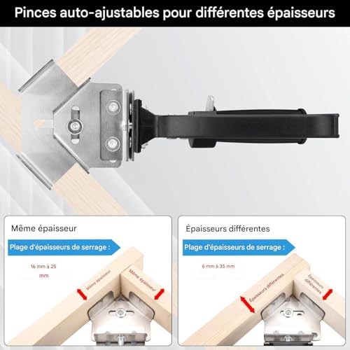 Serre-joint à angle droit avec serrage rapide anti-dérapant pour cadre en bois - 7