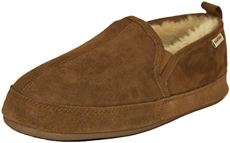 Qwaruba Men's Cabin Fever Sheepskin Slipper Men's 10 Chestnut Brown