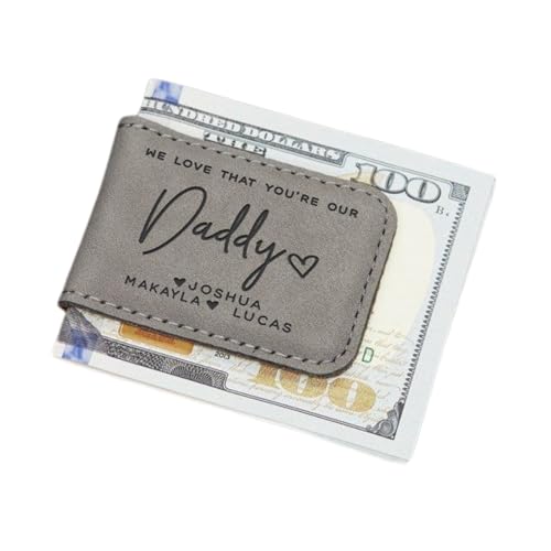 Custom Magnetic Money Clip for Men Leather Money Clip, Dad Magnetic Money Clip Leather Money Holder, Money Clip for Father