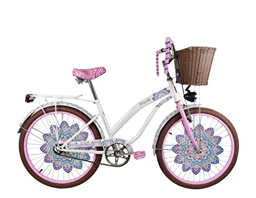 Bicicleta Urbana para Niñas Modelo “Mandala” con Canastilla Frontal y Portabultos, Rodada 24 1 Velocidad…