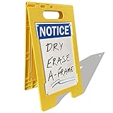 SmartSign 25 x 12 inch “Notice” Write-On Two-Sided Folding Floor Sign, Dry Erase, Digitally Printed Polypropylene Plastic, Multicolor, Made in USA