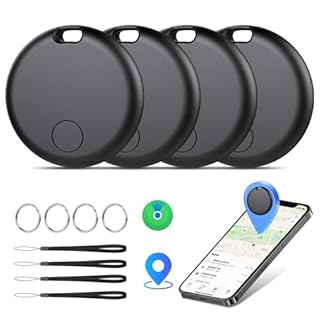 Smart Tracker Tags 4 Pezzi, Funziona con Apple Dov'è (Solo iOS), Localizzatore Bluetooth Trova Oggetti 365 Giorni, Batteria Sostituibile, Impermeabile IP67, Chiavi/Portafoglio/Bagagli/Valigie