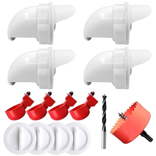 Image of HASTHIP 4PCS Chicken Feeder and Drinker Kit, DIY Poultry Feeding System