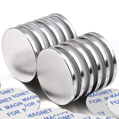 E BAVITE Strong Neodymium Disc Magnets with Double-Sided Adhesive, Powerful Permanent Rare Earth Magnet for Fridge, DIY, Building, Scientific, Craft, and Office, 1.26" x 1/8" - 12 Packs by E BAVITE - Used condition - US$13.87